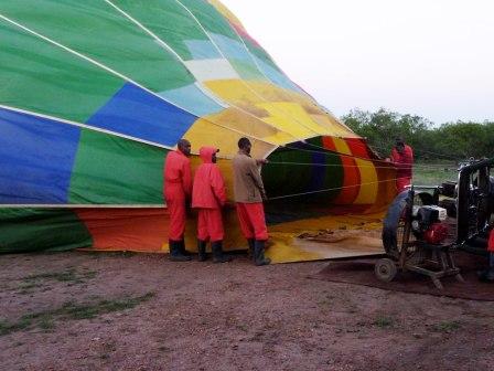 Blowing our balloon up - it takes a whole crew to do this