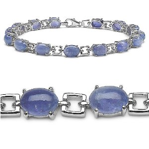14.70 Carat Genuine Tanzanite Oval Silver Bracelet tanzanite bracelet